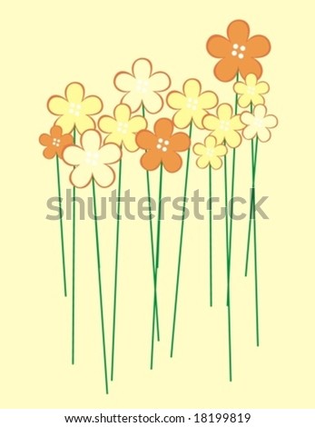 background with childlike flowers and copy space