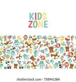 Background with children toys. Vector concept in flat style