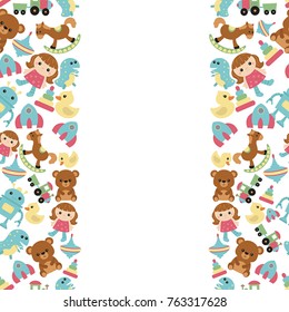 Background with children toys. Vector concept in flat style