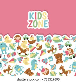 Background with children toys. Vector concept in flat style