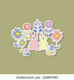 Background for children with two hares