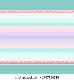 Background for children's design, Soft colors: abstract wallpaper from multi-colored horizontal stripes in pastel colors with a turquoise stripe from the bottom and top. Fabric pattern, Greeting card