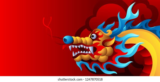 Background with Chinese dragon. Traditional China symbol. Asian mythological color animal.