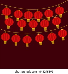 Background with Chinese lanterns. Vector illustration.