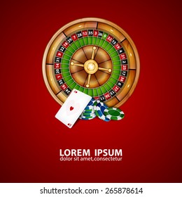 Background with chips and roulette. EPS10 vector