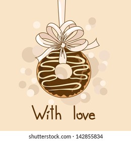 Background with chocolate donut and text with love