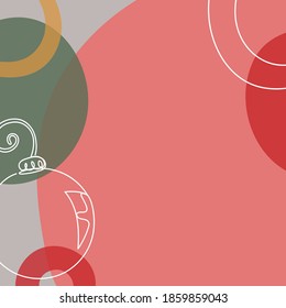 Background with a christmas ball in a hand drawn linear style with colorful abstract stains. Vector illustration.