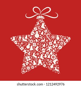 Background with Christmas ball with icons. Vector.
