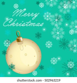Background with Christmas ball and snowflakes. Vector illustration.