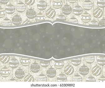 background with christmas balls and label for message,  vector illustration