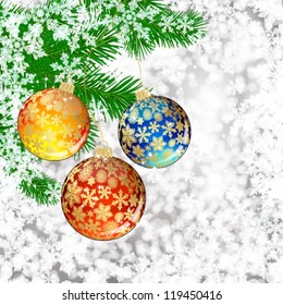 Antecedentes con bolas de Navidad. ilustración vectorial