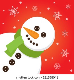 Background or Christmas card with with snowman. Vector illustration.
