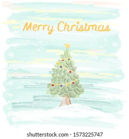 Background for christmas day. Pine and snow background. Vector illustration.