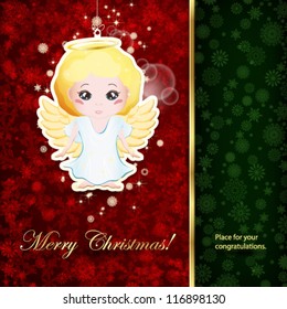 Background with Christmas decoration and snowflakes, illustration.