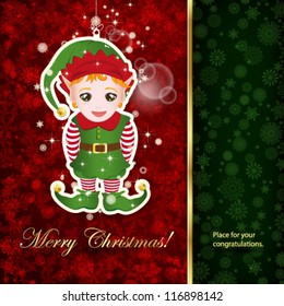 Background with Christmas decoration and snowflakes, illustration.