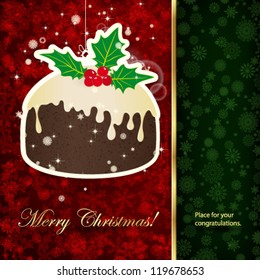 Background with Christmas decoration and snowflakes, illustration.
