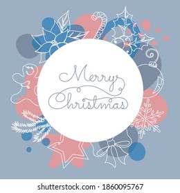 Hintergrund mit Weihnachtsdetails in linearem Stil.