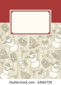 background with christmas elements and label for message,  vector illustration