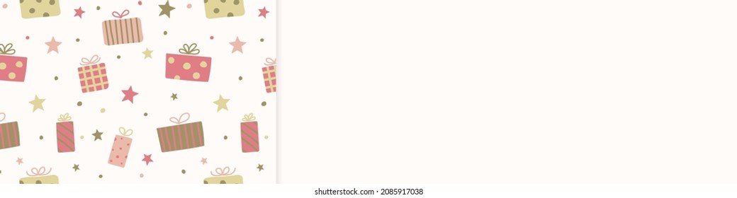 Background with Christmas gift boxes. Xmas design. Vector