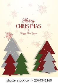 Background Christmas and Happy New Years. Snow, tree, lamp, star and yellow background. Vector illustration