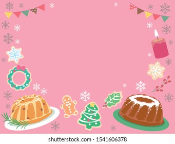 Background with Christmas pastry. Vector illustration.