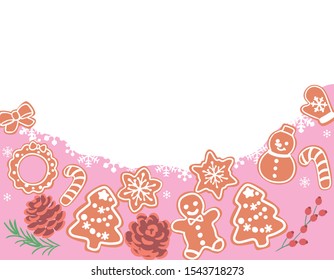 Background with Christmas pastry. Vector illustration.