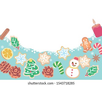 Background with Christmas pastry. Vector illustration.