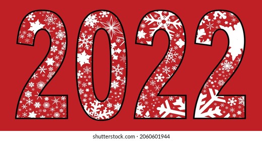 A background of christmas snowflakes on a red backdrop for 2022