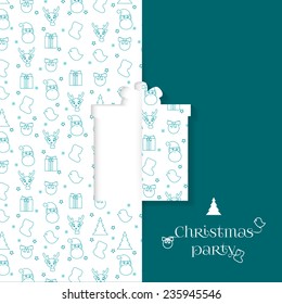 Background with Christmas symbol pattern. Christmas and New Year greeting card templates - gift. Vector Illustration