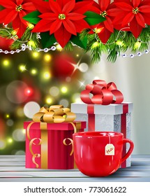 Background with Christmas tea