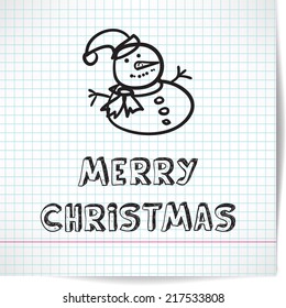Background for a Christmas theme with snowman in the style of the sketch