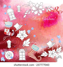 Background  with Christmas things. Vector illustration