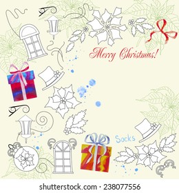 Background  with Christmas things. Vector illustration