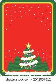 Background with Christmas tree in snow with copy space