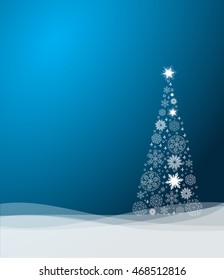 background with Christmas tree, vector illustration.