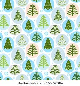 Background with Christmas trees, vector illustration