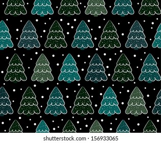Background with Christmas trees, vector illustration 