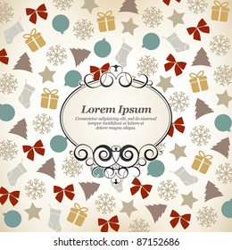 Background christmas, vintage frame for invitation