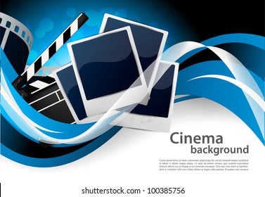 Background with cinema elements in blue color