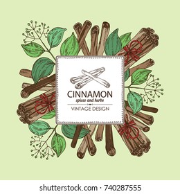 Background with cinnamon. Vector hand drawn illustration.