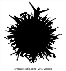Background of a circle with fans