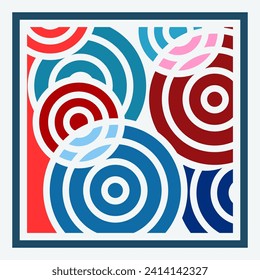Background with a circle motif in line art style in blue and red. Suitable for printing, convection and digital content purposes.