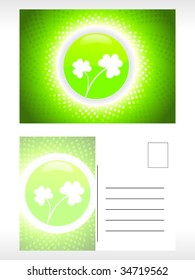 Hintergrund mit Kreis- und Shamrock-Postkarte