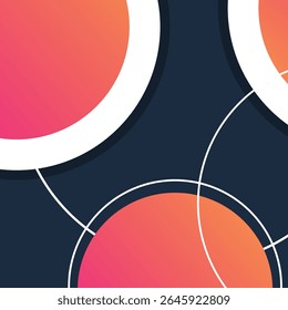 Background circle shapes gradient orange and blue color. Abstract colorful blue and orange circle background. Overlap circle shapes pattern background. Eps10 vector