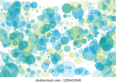 Background with circles, blue and green bubbles, with varying degrees of transparency and overlap. Bokeh effect. A beautiful festive pattern. Scalable vector graphics.