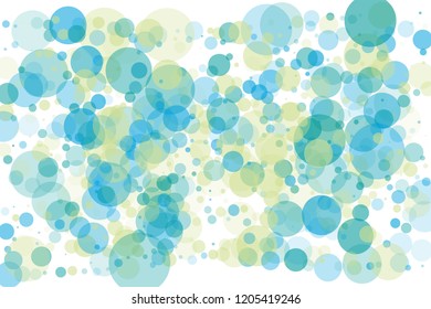 Background with circles, blue and green bubbles, with varying degrees of transparency and overlap. Bokeh effect. A beautiful festive pattern. Scalable vector graphics.