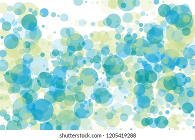 Background with circles, blue and green bubbles, with varying degrees of transparency and overlap. Bokeh effect. A beautiful festive pattern. Scalable vector graphics.