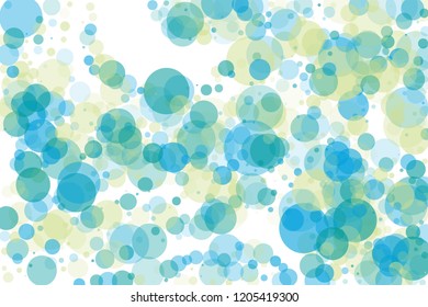 Background with circles, blue and green bubbles, with varying degrees of transparency and overlap. Bokeh effect. A beautiful festive pattern. Scalable vector graphics.
