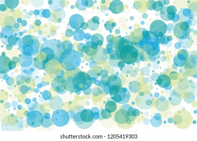 Background with circles, blue and green bubbles, with varying degrees of transparency and overlap. Bokeh effect. A beautiful festive pattern. Scalable vector graphics.