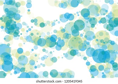 Background with circles, blue and green bubbles, with varying degrees of transparency and overlap. Bokeh effect. A beautiful festive pattern. Scalable vector graphics.